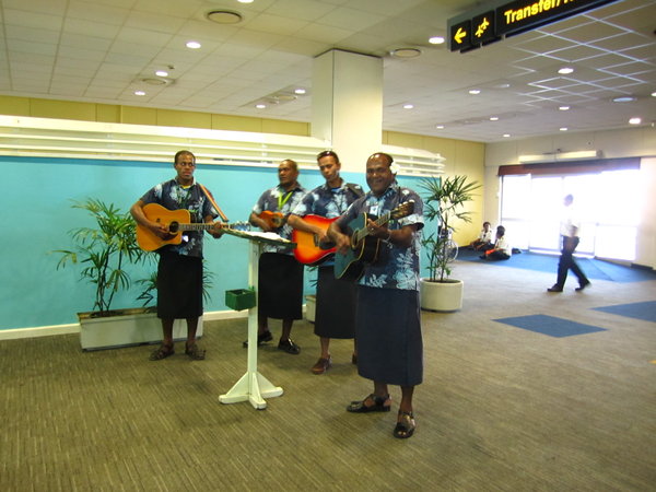 Welcome song at the airport