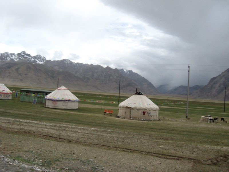 yurts alongside the Karakoram Highway