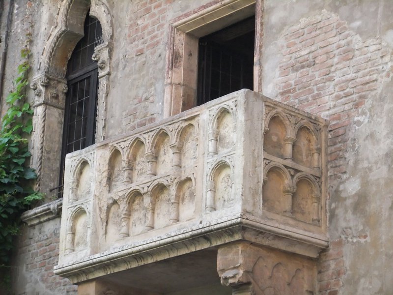 A closeup of Juliet's balcony