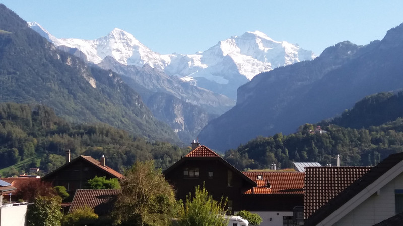 The Monch and Jungfrau mountains from Unterseen