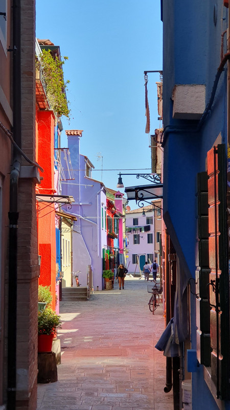 Colourful street alley in Burano
