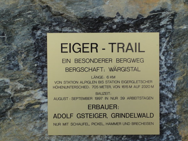 Plate marking the Eiger Trail