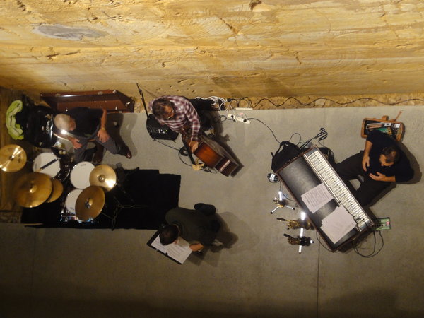 Looking down on a jazz band