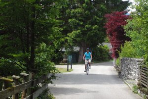 Biking along the trail to Obertraun