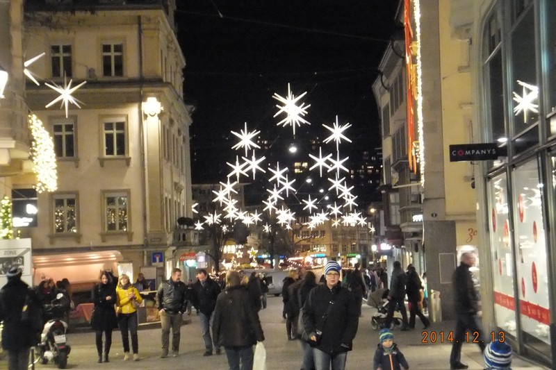 Christmas light display in St Gallen's town centre