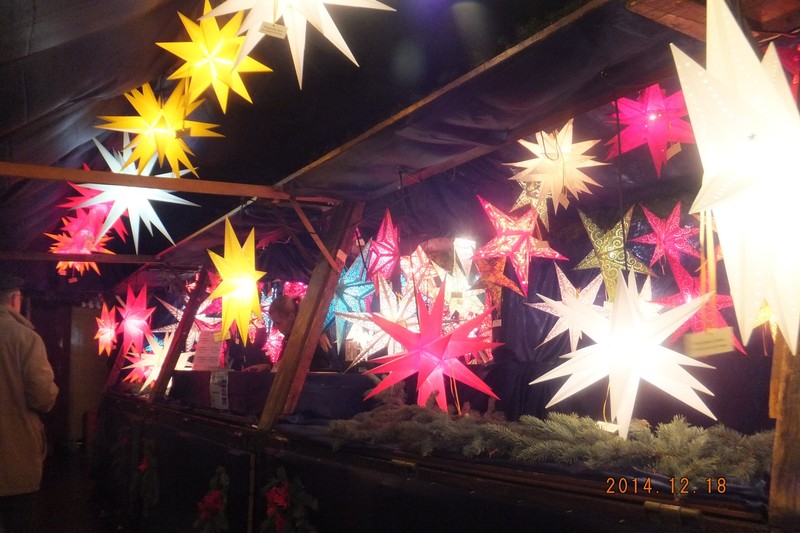 Lights for sale on a Christmas stall