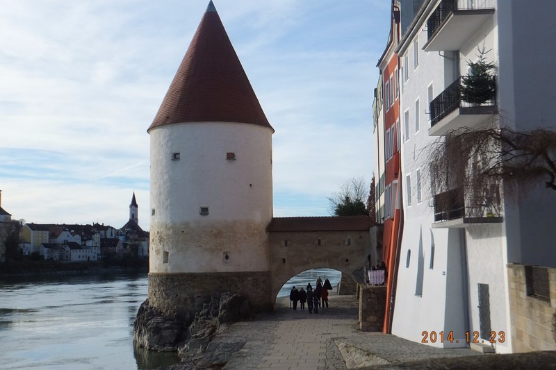A tower along the river in Passau