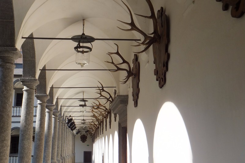 The palace verandah with dozens of antlers