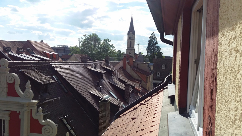 Roofs from the window with the Munster spire in the distance
