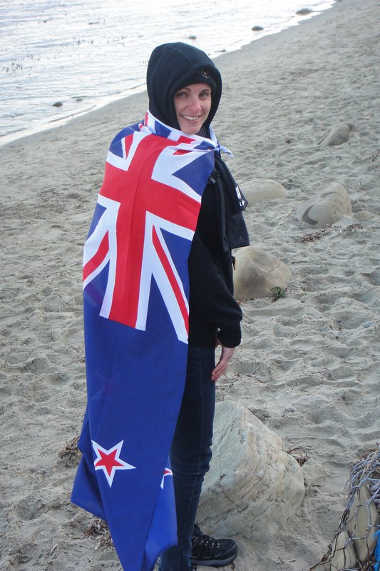 Me on the cove with my NZ Flag