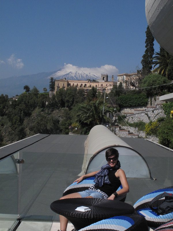 Taormina, view of Mt Etna from hotel
