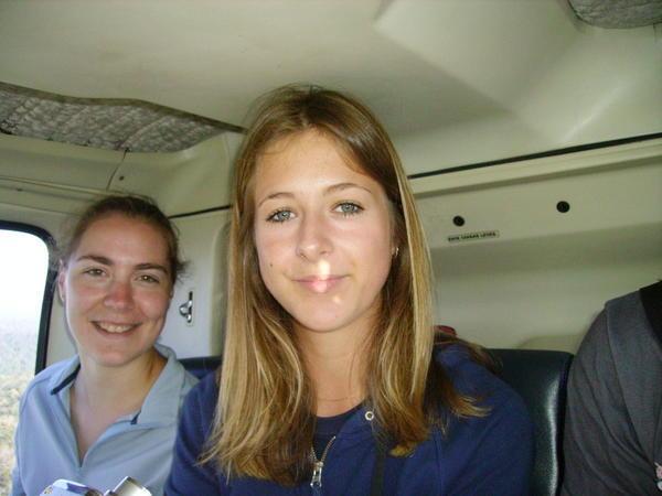 Gill and Jo in helicopter
