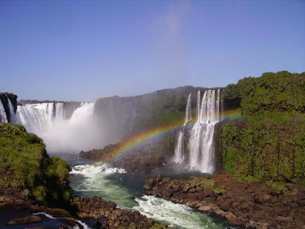 rainbow over iguassu falls 