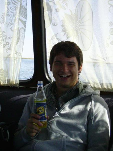 Tim with a bottle of inca cola