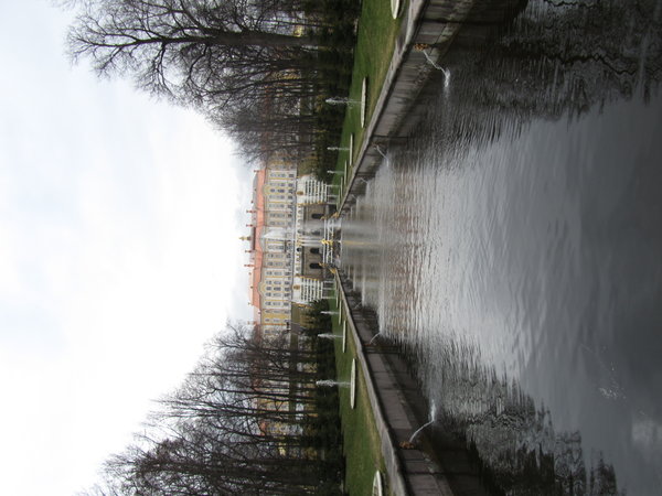 Impressive fountains at the back of Peterhof...