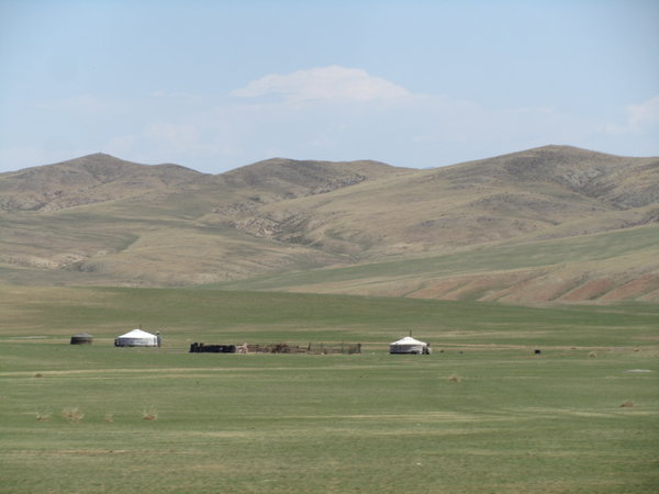 Gers out on the Mongolian Steppe