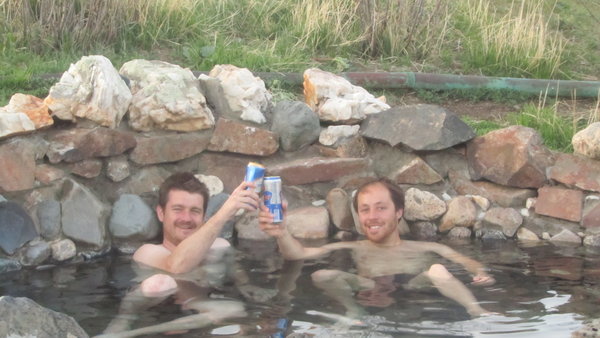 Relaxing in the hot springs...
