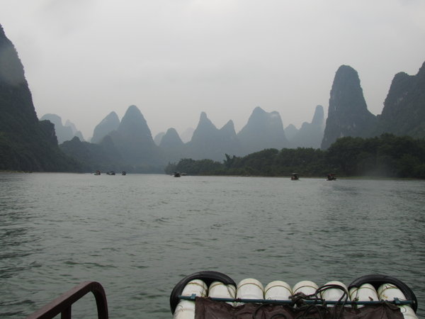 Guilin's karst landscape from our bamboo raft