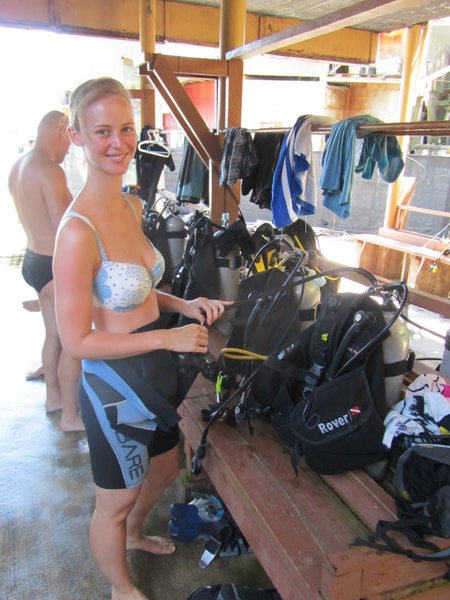 Gearing up for our first dive...
