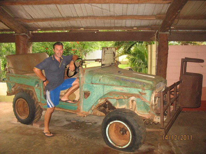 A very old Toyota "Bull Catcher" at The Bark Hut in Kakadu