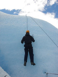 Ed ice climbing