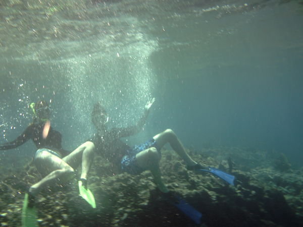 Matt and Lauren under water