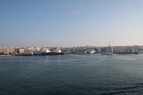 view of the port as we left Athens