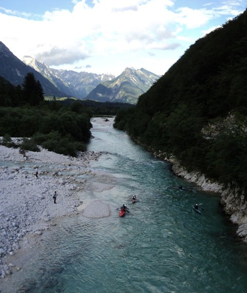 First view of the Soca River in Julian Alps