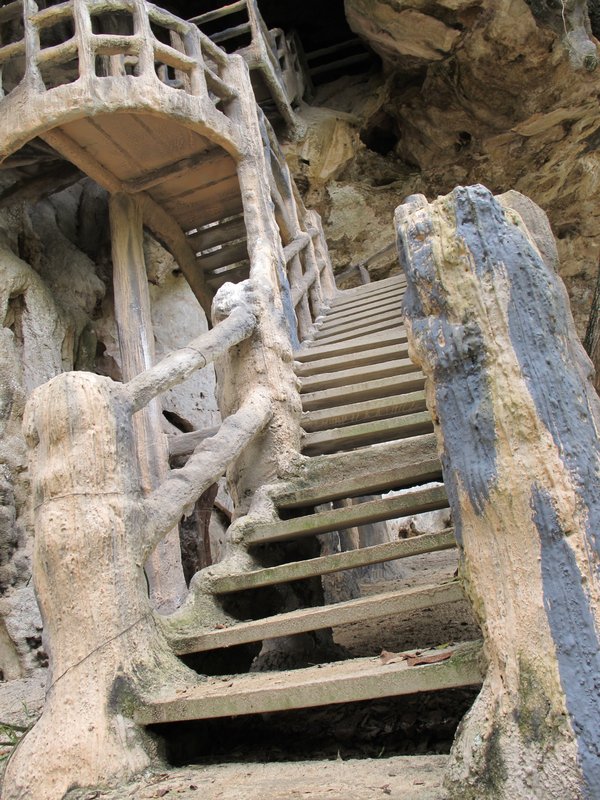 Stairs up to the cave