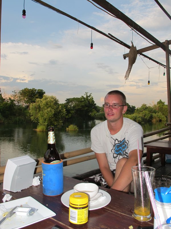 Enjoying an evening by the Mekong