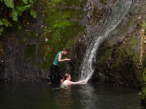 Swimming at the waterfall