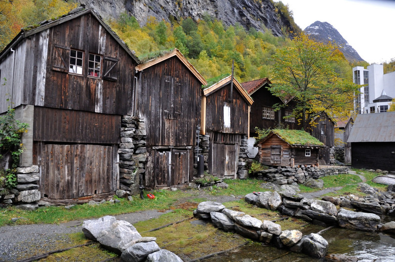 Turf covered buildings at Geiranger