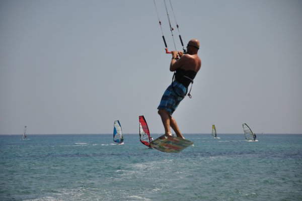 Kite surfers at Prasonisi