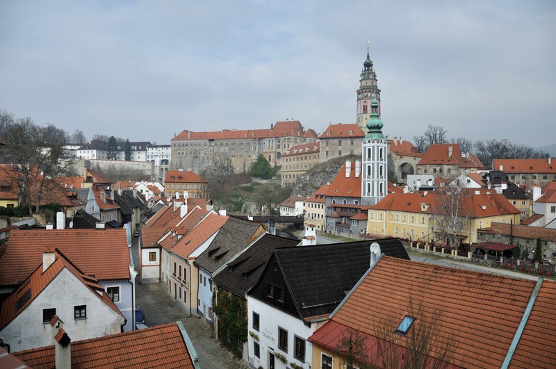 View of Cesky Krumlov castle complex and tower