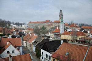 View of Cesky Krumlov castle complex and tower
