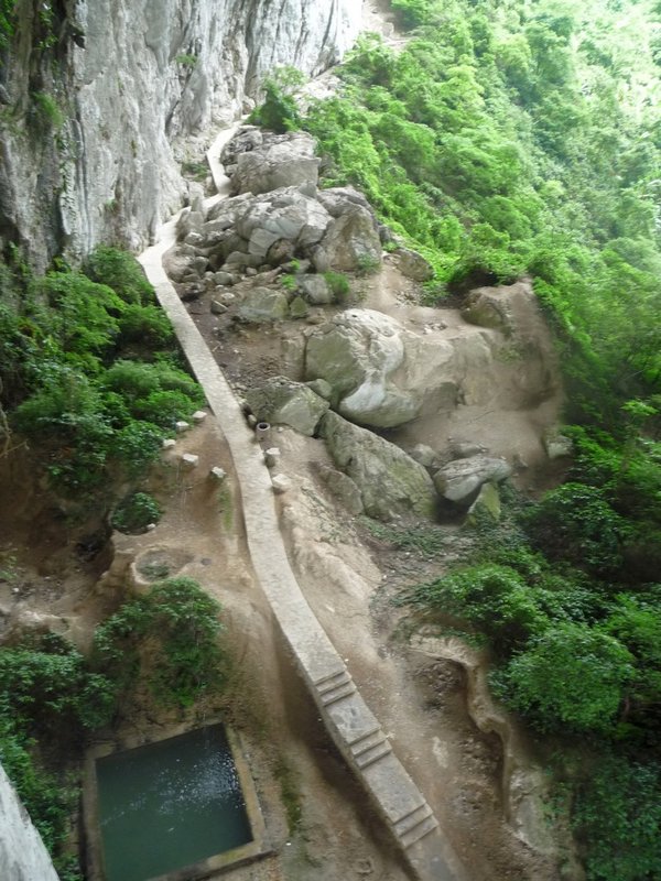 the pathway through the cave