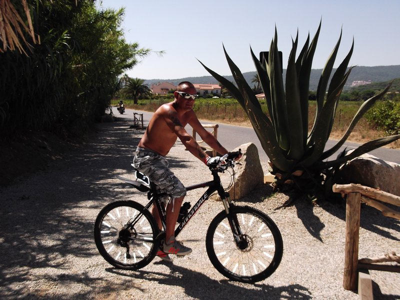 steesh posing on his cannondale by the cactus