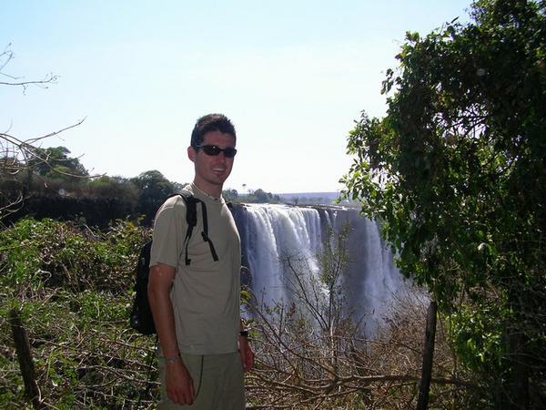 Bronson in front of Vic Falls