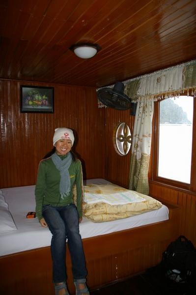 Sharon in the cabin