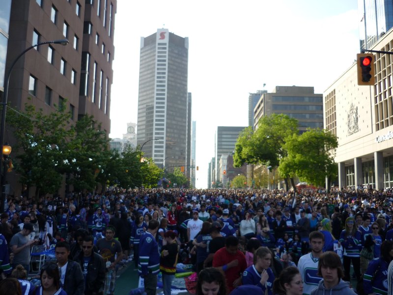 Canucks crowd at Library Square. Awesome!