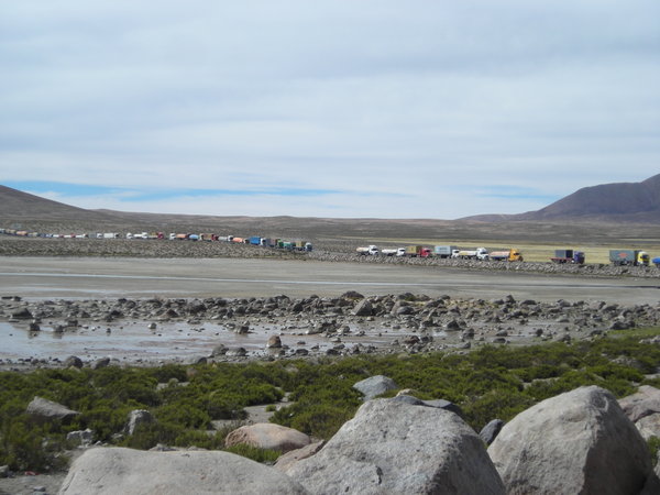 Trucks on Bolivia side of Border
