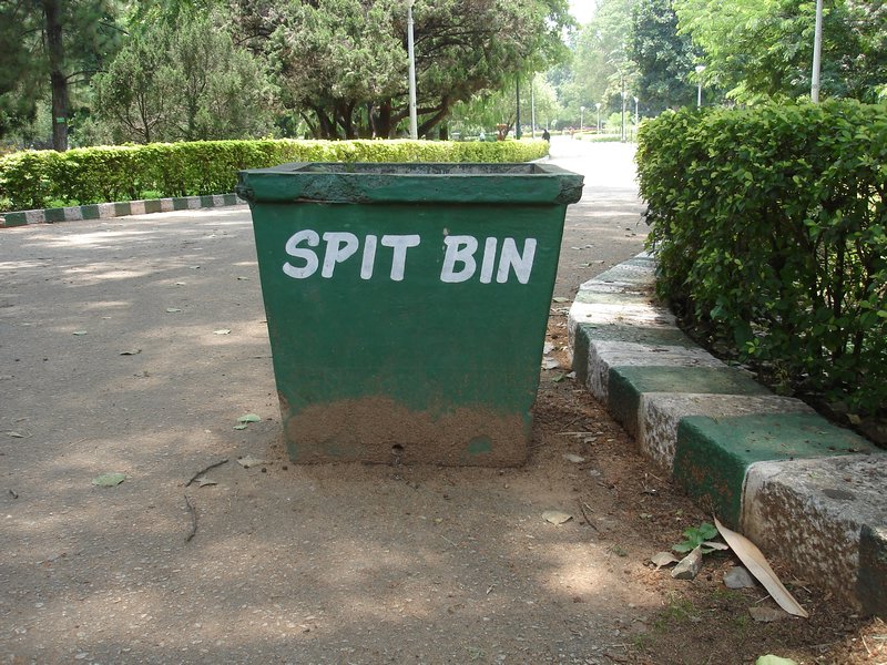 Spit here