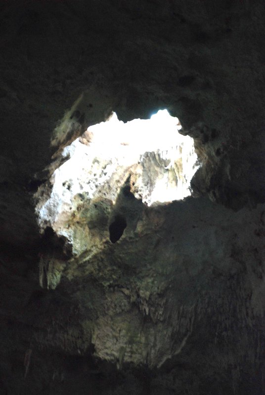 close up of the hole in roof from the inside