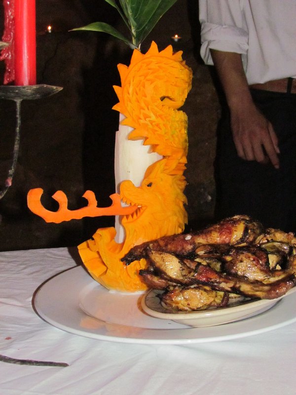 A dragon carving