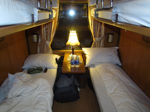 Our bunk beds in the tain