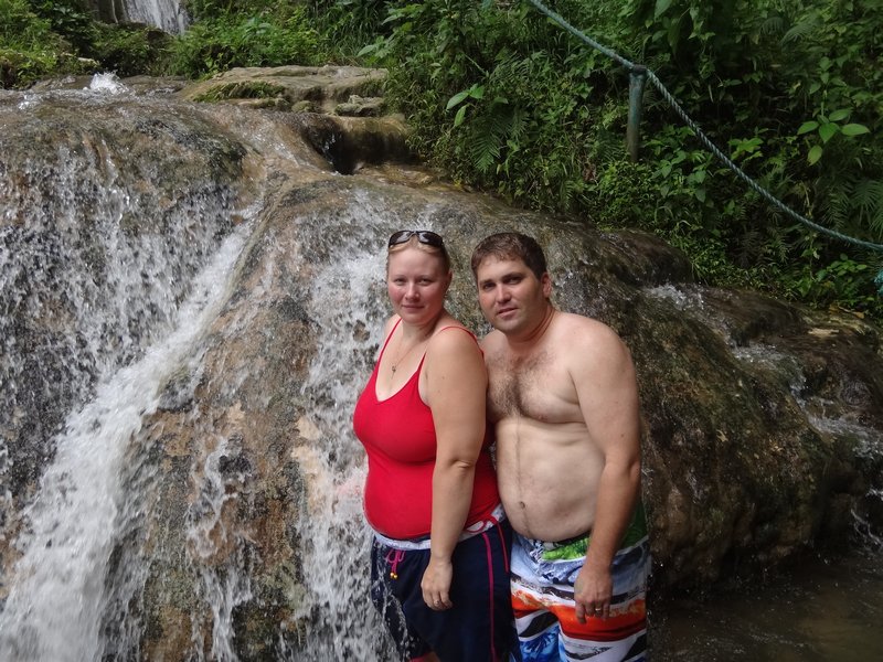 Us enjoying the waterfall
