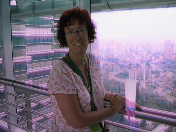 Jen on Petronas Towers footbridge