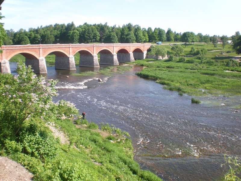 The old red brick bridge into Kuldiga