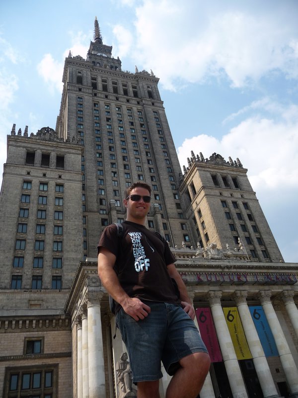 In front of the "Palace of Culture & Science)