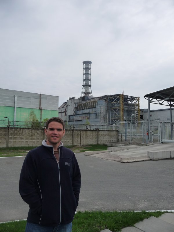 In front of the Chernobyl reactor